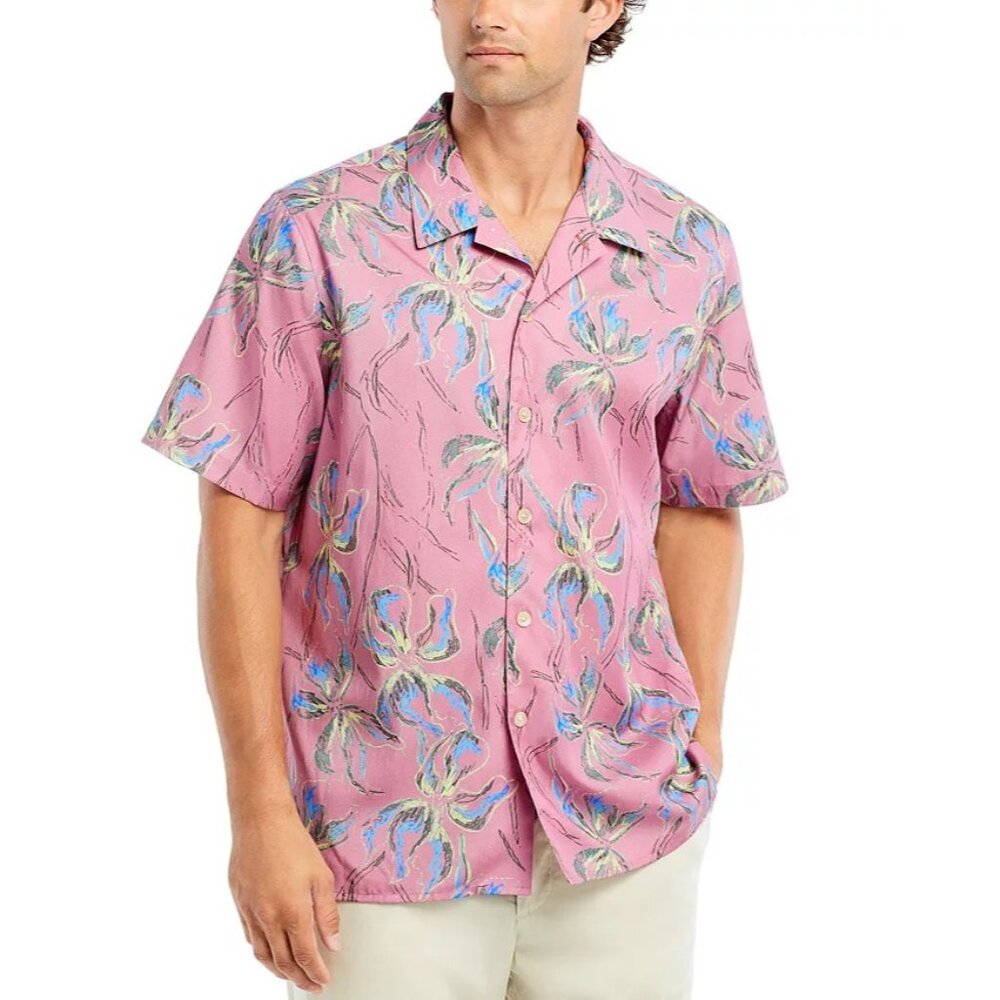 New Paul Smith Men's Small Short Sleeve Floral Lyocell Jersey Camp Collar Shirt